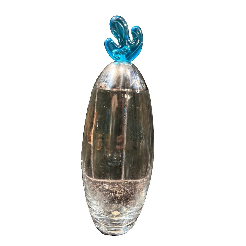 VTG Alessi Cactus Italy Glass Oil Vinegar Cruet Blue Glass Stopper Pourer